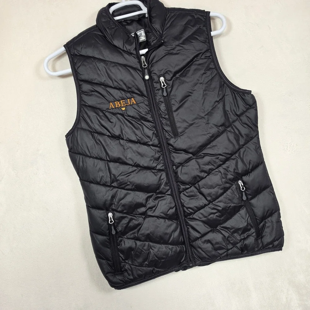 Clique Puffer Vest Women's L Black Quilted ABEJA Embroidered Gorpcore